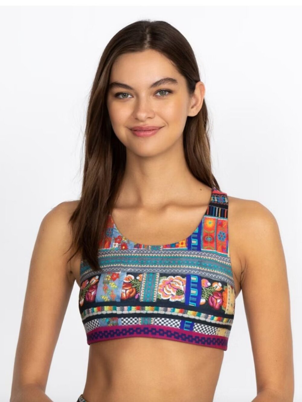Johnny Was Beatrice Bee Active Reversible Sports Bra Black Multicolor Size XS - Picture 6 of 7